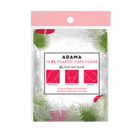 Pack of 10 clear processing caps in Adama retail packaging labeled “10 XL Plastic Caps Clear”