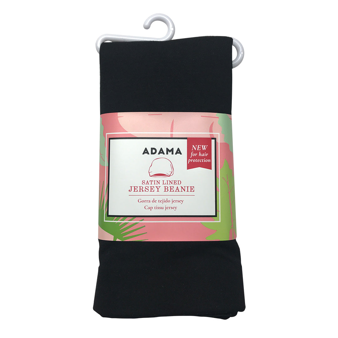Black Satin-Lined Jersey Beanie in Adama retail packaging