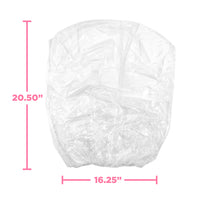 Clear processing cap measuring 20.5 inches high and 16.25 inches wide