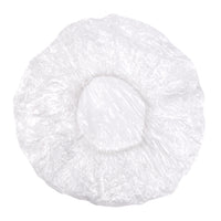 Clear disposable shower cap, shown from above