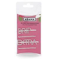 Bling Expression “Drip” and “Extra” rhinestone barrettes in pink Adama retail packaging