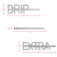 Bling Expression barrettes “Drip,” “Extra,” and a straight rhinestone barrette with measurements. 2.5 inches long
