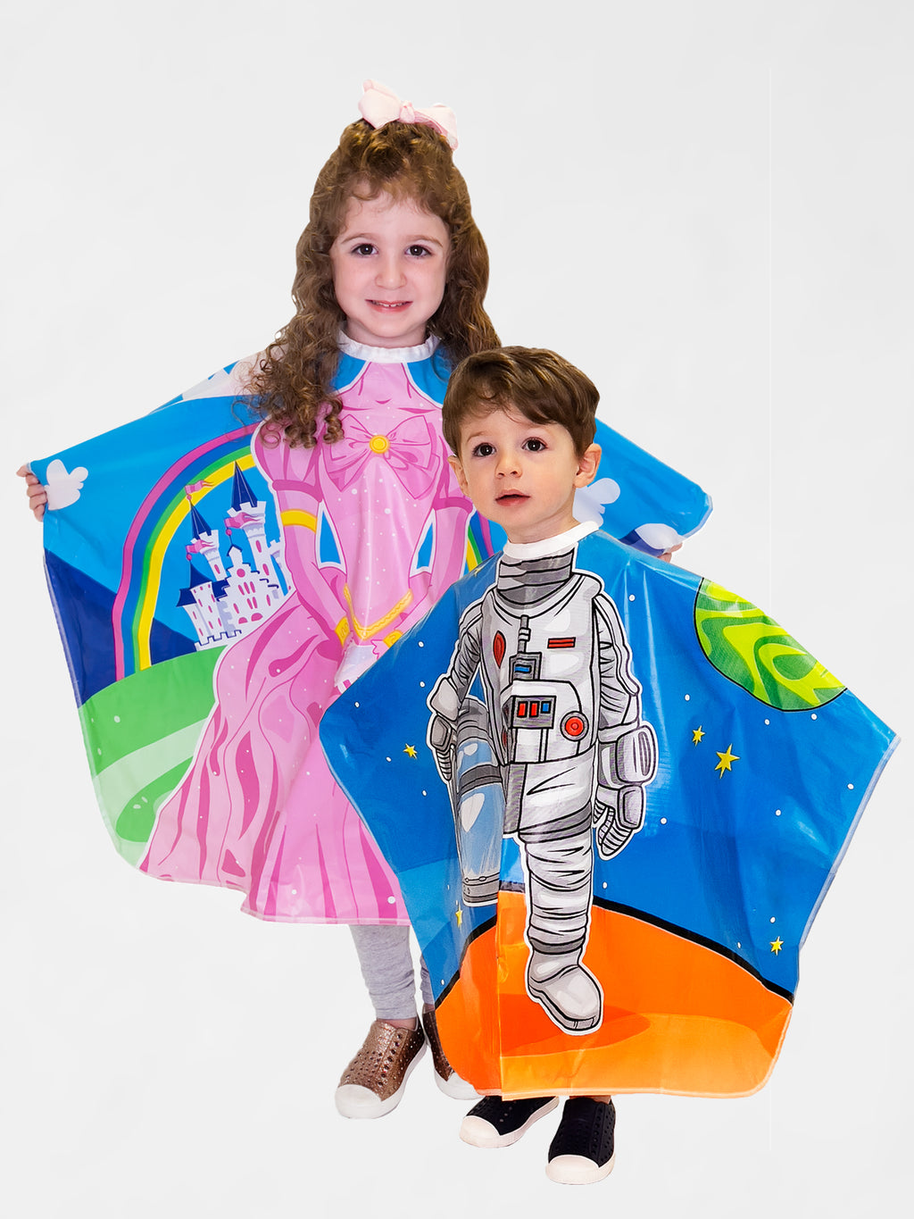 2pk Princess & Astronaut Vinyl Kid's Shampoo Cape