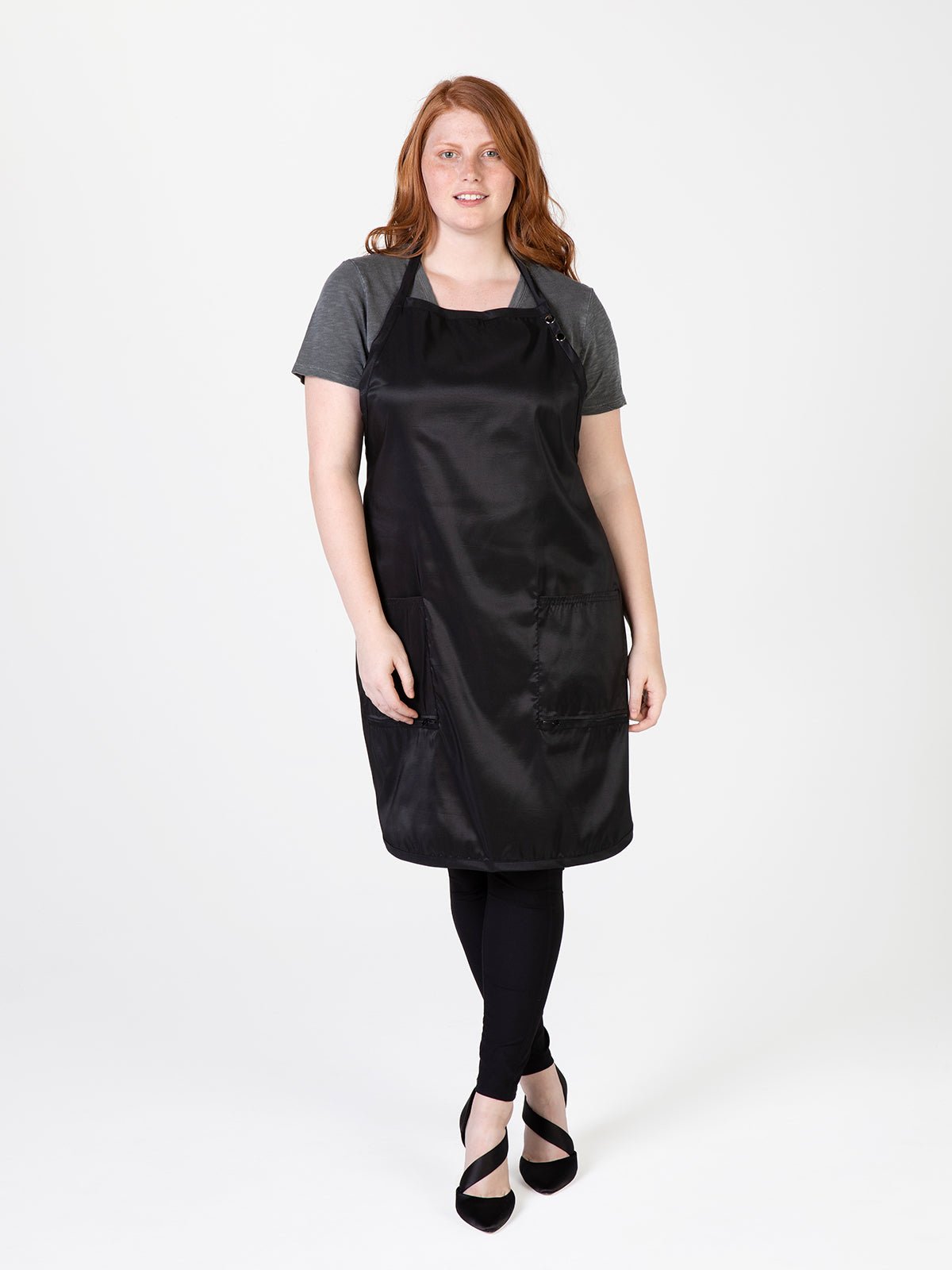 Plus Size Stylist Apron, Water Resistant, Bottom Zippered Pockets