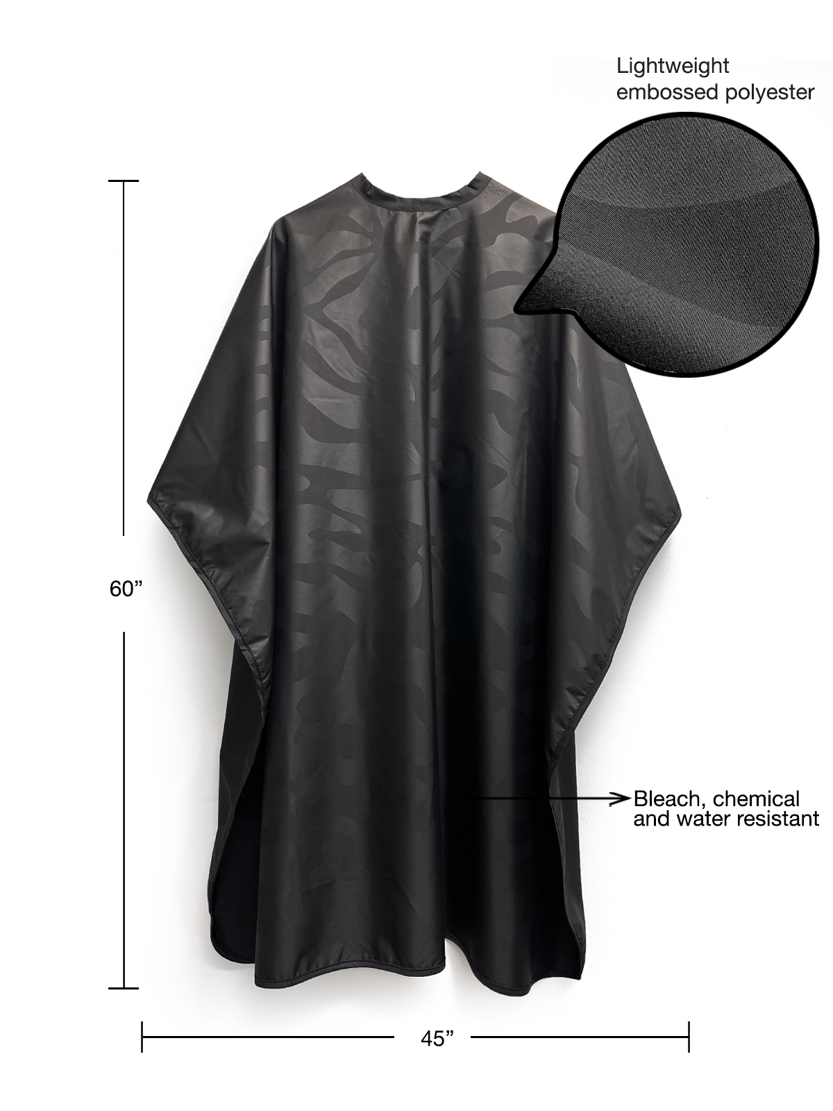 Barber and Salon Hair Cutting Cape - Black Polyester