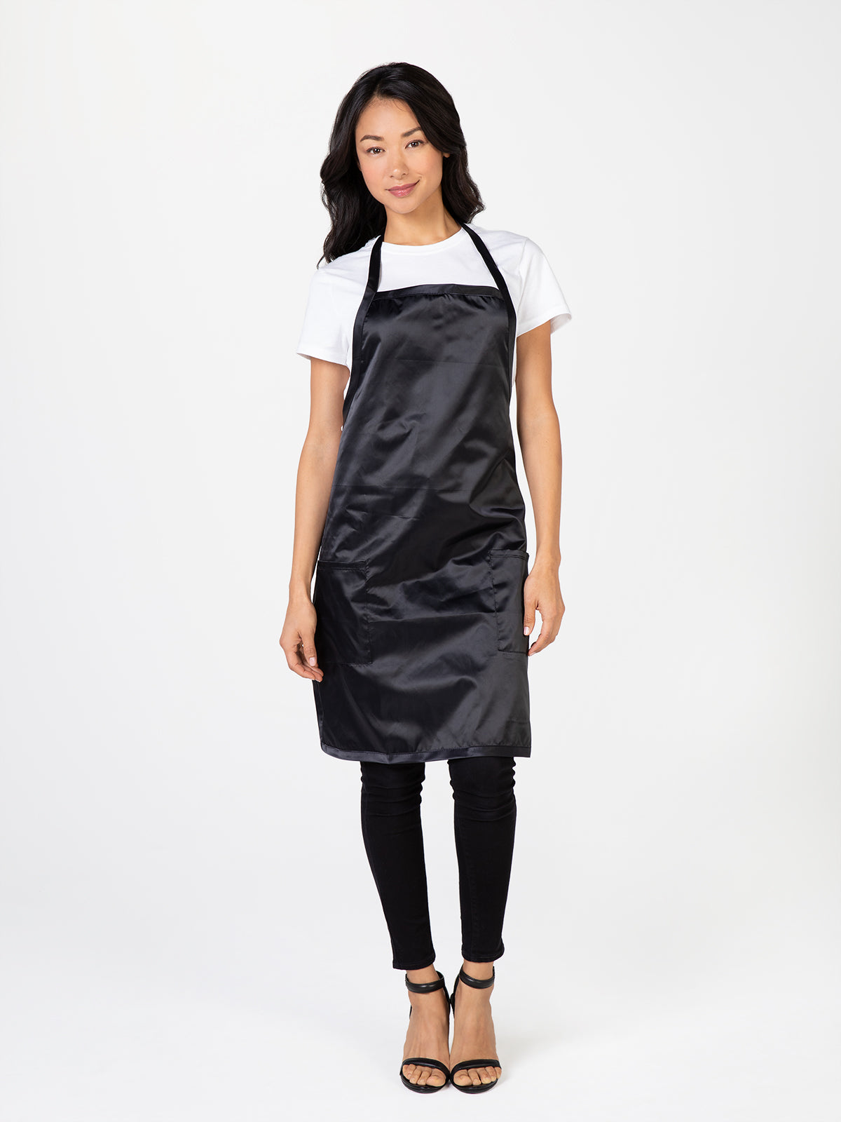 Black Satin Apron for Stylists and Cosmetology Professionals